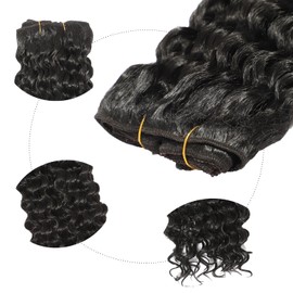 26 Inches Deep Wave Clip In Hair Extensions Full Head 6 Separate Pieces Heat Resistance Black Synthetic Deep Curly Clip in Hair Pieces 174g (DPMW2#, 26 inch)
