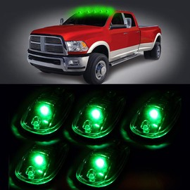 LBRST Clear Lens LED Cab Roof Marker Light Assembly Kit +T10-6-3020-SMD Green LED Bulbs Fit For For Dodge Ram 1500 2003-2010 For Dodge Ram 2500 2003-2010 Trucks Clearance Top Roof Running