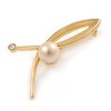 Gold Plated Loop with Faux Pearl Brooch - 50mm L