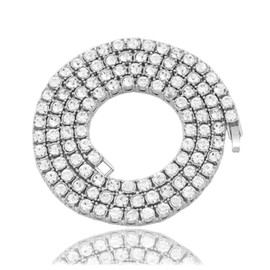 Rhinestone Tennis Necklace for Women and Men,Silver Iced Out Diamond Tennis Chain Choker Necklace,3MM/4MM/5MM Width Sparking Rhinestone Tennis Chain Cuban Link Chains 16-30inches (Silver 5mm 20inch)