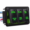 Ameribox 3 Gang Toggle Rocker Switch Panel Green LED Light