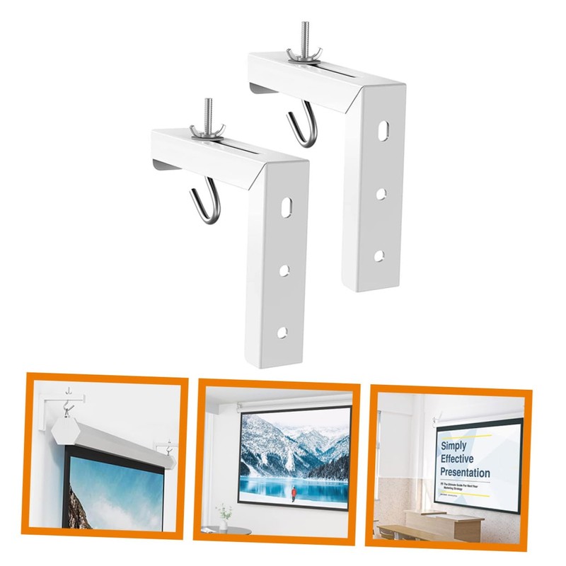 TEHAUX 1Set Ceiling Mount Projector Screen Hook Bracket Shaped Wall