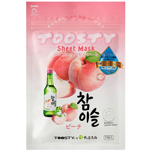 TOOSTY x Chamislu Peach Sheet Mask, 7 Pieces | Elastic