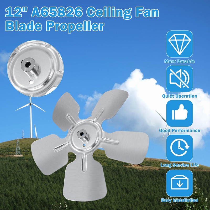 A65826 Metal Fan Blade 8" Diameter 5 Blades 1/4" Bore
