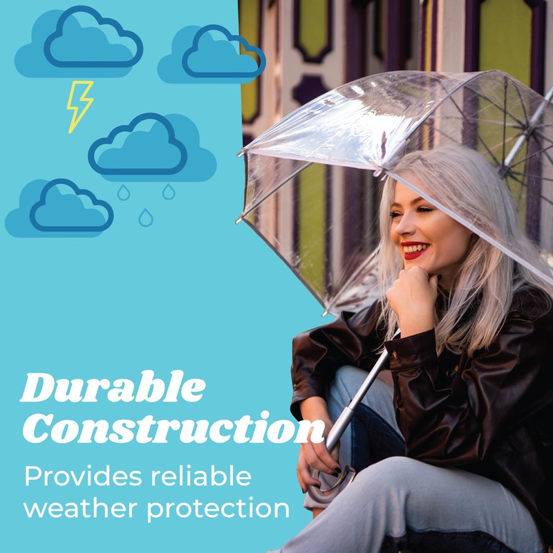 totes Clear Bubble Umbrella with Dome Canopy, Lightweight Design, Wind