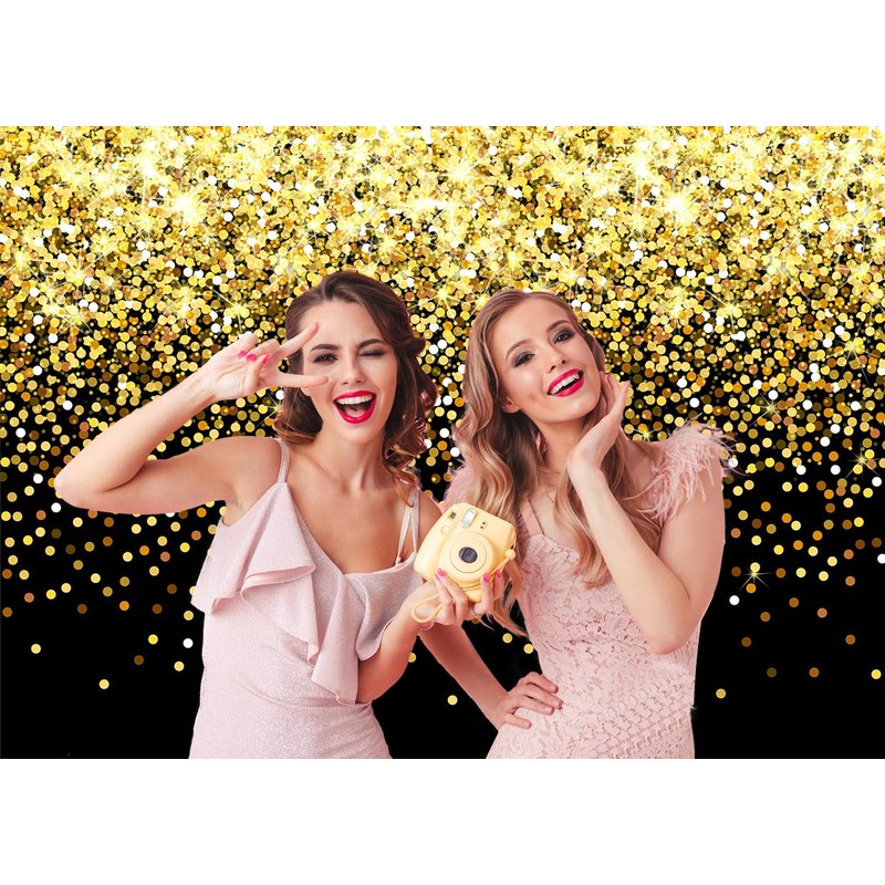 SJOLOON 7x5ft Black and Gold Backdrop Birthday Backdrop for Party