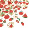 Cheriswelry 42Pcs Fruits Charm Gold Plated Alloy Enamel Charms Cute
