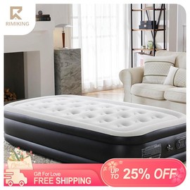 RIMIKING [Gift For Love] RIMIKING Premium Air Mattress with Built-in Electric Pump,Size Variants,High Weight Capacity,Built-in Electric Pump,Ergonomic Design,Compact Storage - Color: 22IN-QUEEN
