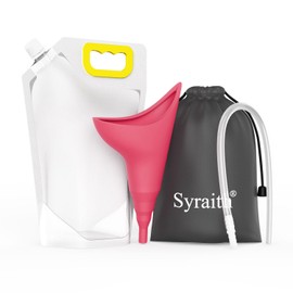 Syraith Urinella for Women, Reusable Urinella Women, Portable Urine Bottle for Women for Standing or Squatting, with Connection Tube and 1500 ml Collection Bag, Suitable for Outdoor Activities