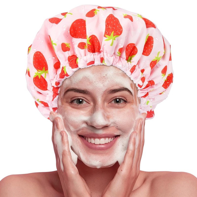 Shower Cap for Women Terry Lined Bath Cap Large Reusable