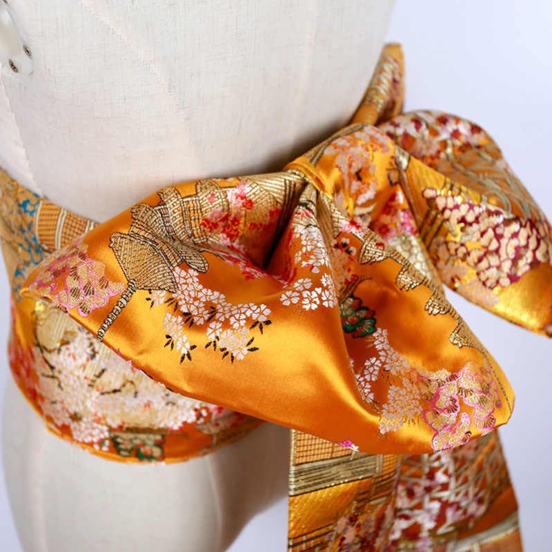 CAMDOM Womens Japanese Kimono Obi Belt Pre Tied Bow Jacquard