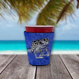 Caroline's Treasures 8687RSC Frog Red Cup Hugger Cup Cooler Sleeve Hugger Machine Washable Drink Sleeve Hugger Collapsible Insulator Beverage Insulated Holder