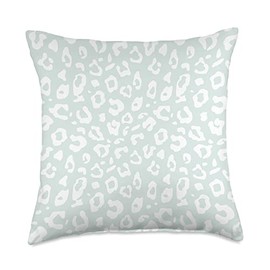 Vine Mercantile Chic Pastel Mint Green & White Leopard Animal Print Pattern Throw Pillow, 18x18, Multicolor