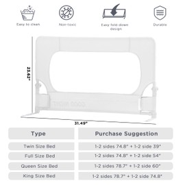 UBBCARE Bed Rail for Toddlers, 32 Inch Bed Guard Rail, Extra Tall Child Safety Side Crib Rail for Baby, Kids, Fit for Twin, Full, Queen, King Size Beds - White