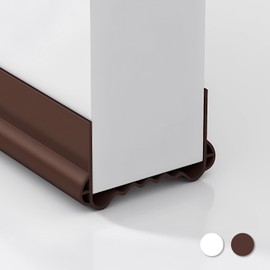 Vastaia 100 cm draught excluder for doors, suitable for 3-5 cm thickness, max gap filling 2.5 cm, can be cut freely, quick and easy to install, as sound insulation, cold protection (brown)
