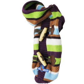 T-Pet Dog Hoodie Sweater Knitted Pullover Warm Winter Clothing Colorful Stripes (12inch(30cm) Back)