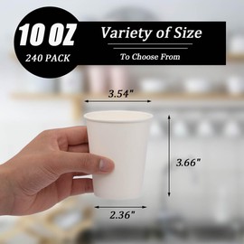 Lamosi Paper Cups 10 oz - 240 Pack, 10 oz Disposable Coffee Cups, Hot/Cold Beverage Drinking Cups for Water Juice or Tea, Perfect for Office Party Home Travel