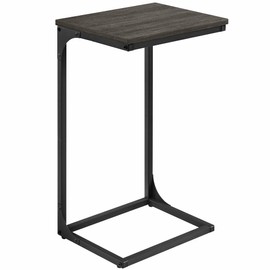 VASAGLE C-Shaped End Table, Side Table for Sofa, Couch Table with Metal Frame, Small TV Tray Table for Living Room, Bedroom, Ebonized Oak Finish and Black