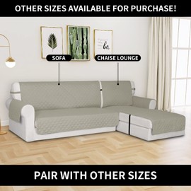 Easy-Going - Funda reversible para sofá y tumbona, resistente al agua, funda seccional en forma de L, con correas ajustables, protector de muebles para perros (115 x 34 pulgadas, beige/beige)