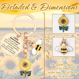 Inspirational Sunflower Bee Keychains Gifts - Little Reminders Motivational Uplifting Quotes You Are Enough Encouragement Keychain Daily Affirmation Inspirational Gifts for Women Men Best Friend