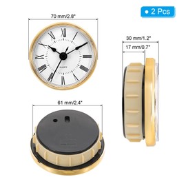 PATIKIL 70 mm Quartz Movement Wall Clock, Pack of 2 Silent Roman Numerals Mantel Clocks, Replacement for Table Clock, Standing Clock, Grandfather Clock (Gold/White Style 9)