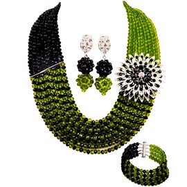 aczuv 8 Filas Africana joyería para Las Mujeres abalorio Boda de Nigeria Collar Set Joyería Nupcial Sets