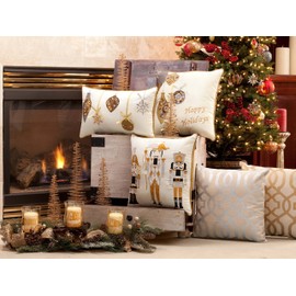Pillow Perfect Holiday Ornaments Rectangular Throw Pillow, 11.5" x 18.5", Gold/Silver