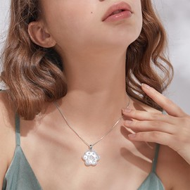 YFN Cat Paw Necklace Sterling Silver Cat Painting Pendant Jewellery Gift for Women Girls, Sterling Silver, No Gemstone