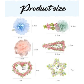 13PCS Mixed Floral Hair Clip Set - 3 Camellia Claws (Pink/Blue/White), 2 Pink-Green Tulle Clips, 6 Flower Barrettes (Heart/Star), 2 Pearl Mesh Clips, Spring Wedding Party Accessories