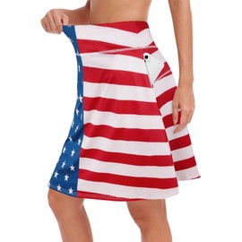 KORALHY Women's 20" Knee Length Tennis Skirt, Plus Size Skorts Skirts with Pockets Dressy Long Golf Skirts Stretchy Casual Walking Biking for Any Age Women 2XL