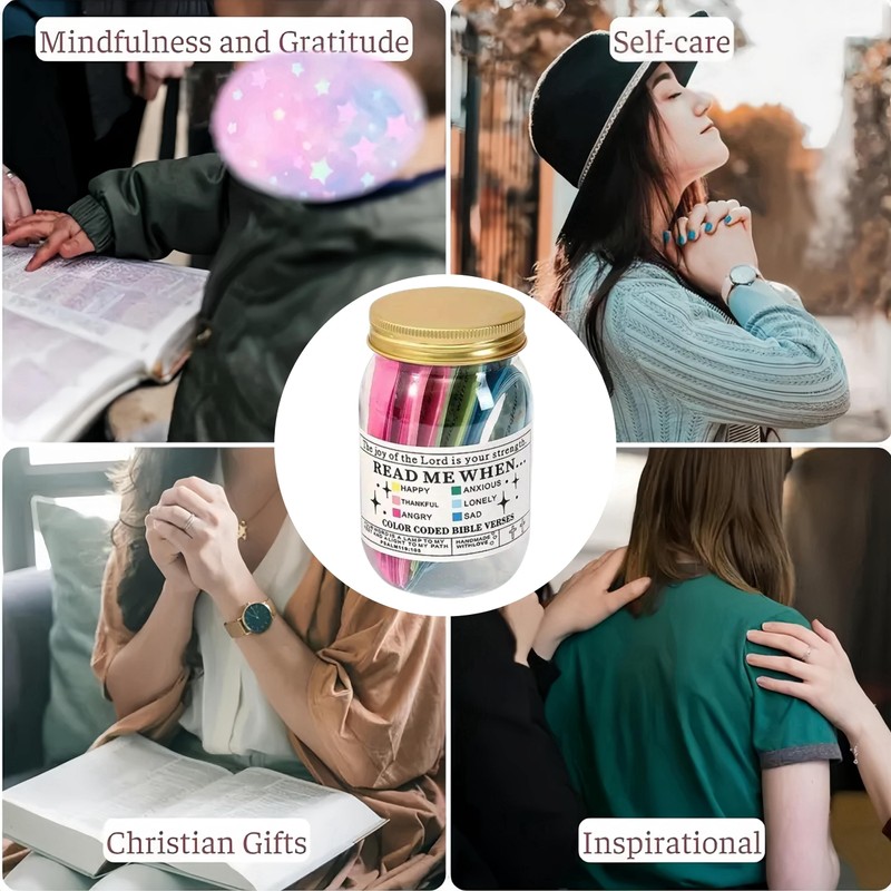 Bi/ble Verses in A Jar,Portable Bi/ble Verses Prayer Cards Mini