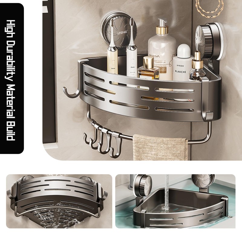 ZHIYUEJING 2-Tier Suction Cup Shower Caddy,No Drilling Required,Shower Suction Shelf,For