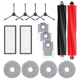 15 Stück Zubehörset für Roborock Qrevo Master/Qrevo Slim Roboter Saugroboter,1 Satz Hauptbürsten,2 Filter,4 Mop-Pads,4 Seitenbürsten und 3 Staubbeutel,Zubehör für Roborock Q Revo Master