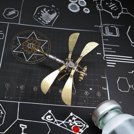 Steampunk Metal Insect Bug Sculpture Clockwork 3D Creative Mechanical Insect Kit Puzzle Mechanical Insects Dragonfly Model Engineering Puzzle for Christmas Ornaments(Ujinensis Dragonfly)