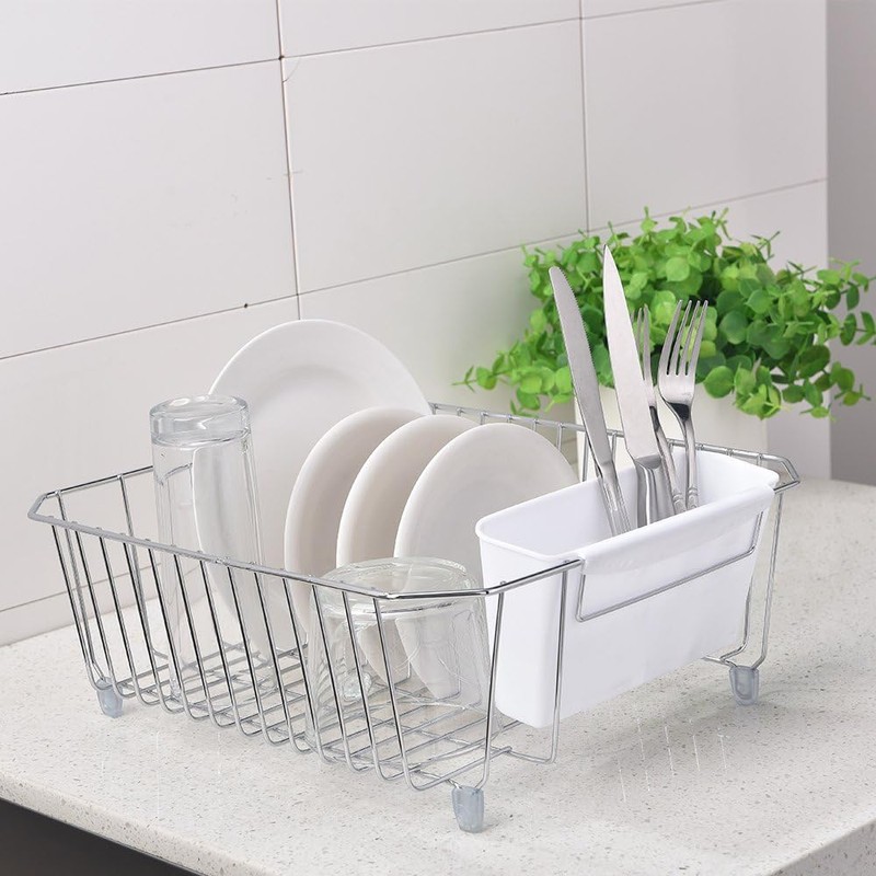 IKEBANA Dish Drying Rack Kitchen in-Sink Chrome Finish Wire Dish