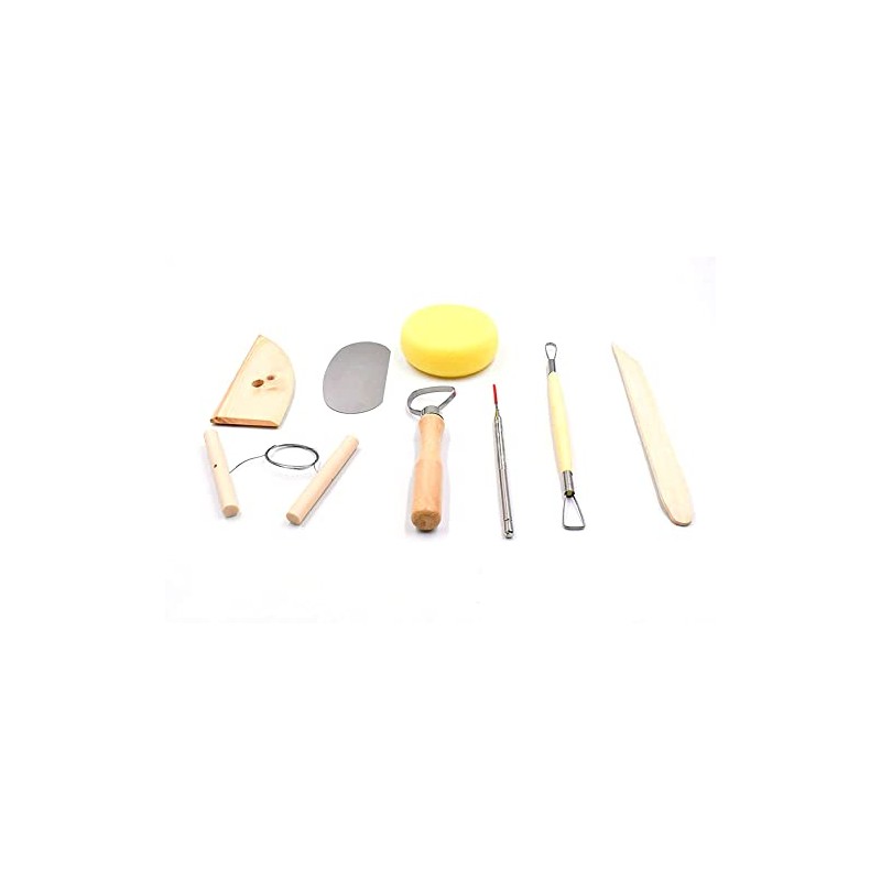 Aliotech 8PCS Wooden Pottery Clay Wax Tool Kit Carving Sculpting