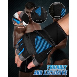 COFIT Fitness Gloves for Men and Women, Breathable Training Gloves, Non-Slip Weightlifting Gloves with Wrist Support for Gym Exercise, Strength Training, Bodybuilding - Blue M