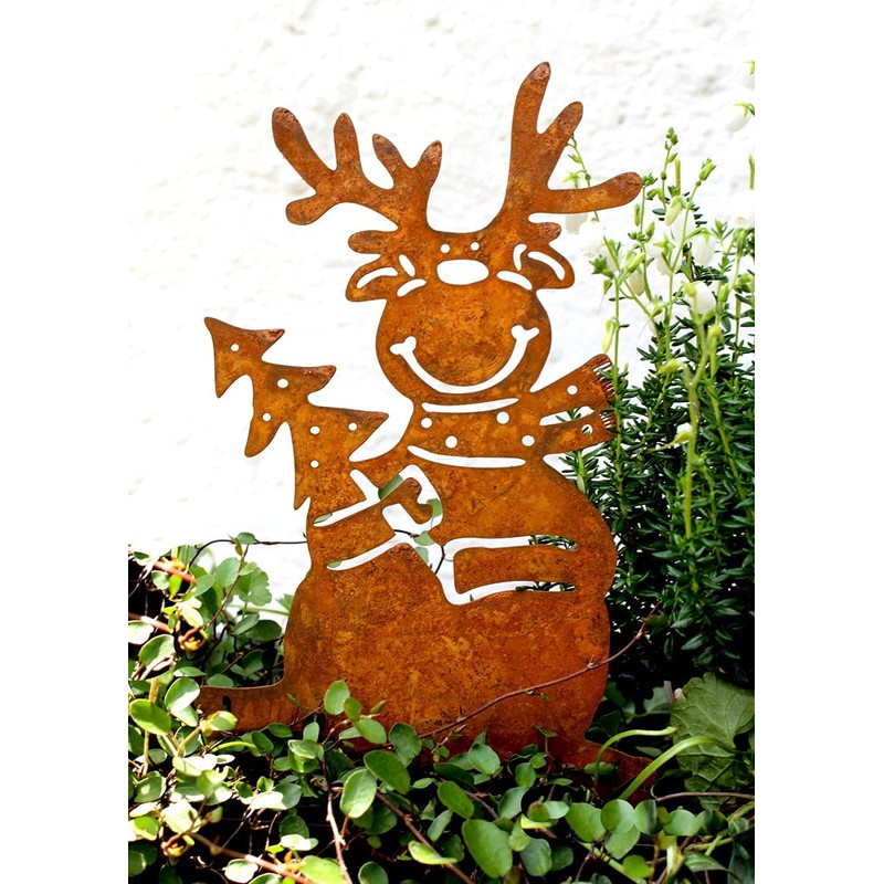 LB H&F Lilienburg Reindeer Christmas Decoration Elk Rust Metal Garden