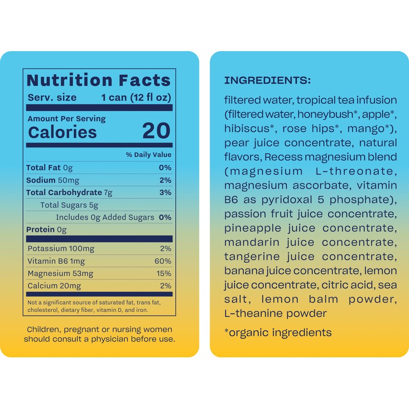 Recess Mood Magnesium & Adaptogen Drink, Relaxation Beverage, 12 Ounce