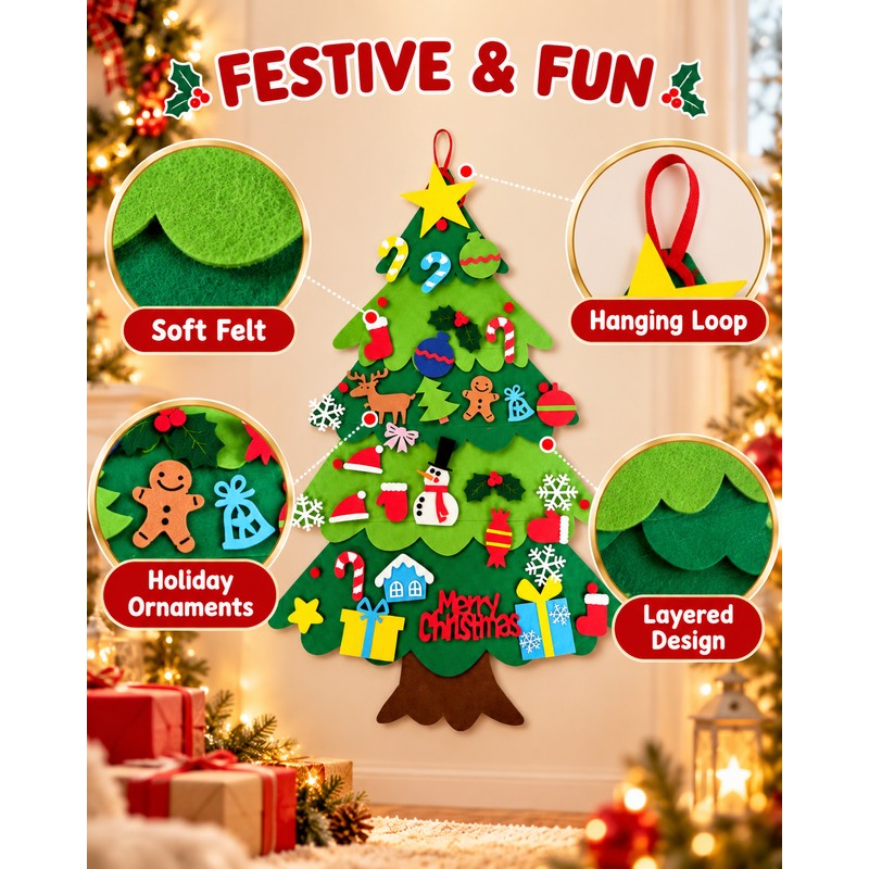 DIY Felt Christmas Tree Decoration – Interactive Christmas Ornament for