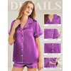 SHEFOTY Silk Pajamas for Women Short Sleeve Sleepwear Soft Button