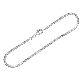 NKlaus 12555 Men's Bracelet 925 Sterling Silver 19 cm S Curb Chain Diamond-Coated, Sterling Silver
