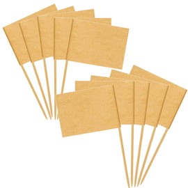 [100 Pack] Blank Toothpick Flags, Cheese Markers for Charcuterie Board Food Label Cupcake Toppers Pick Cocktail Picks for Appetizers, Party Buffet, Cupcake, Food, Fruit, Party Decoration (Kraft)