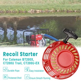 QYMOTO KT196 Pull Start & CT200U Mini Bike Pull Starter Recoil for 6.5HP 196cc OHV Engine Coleman BT200X MB200 CT200U-EX Pull Start Cord Predator 212cc