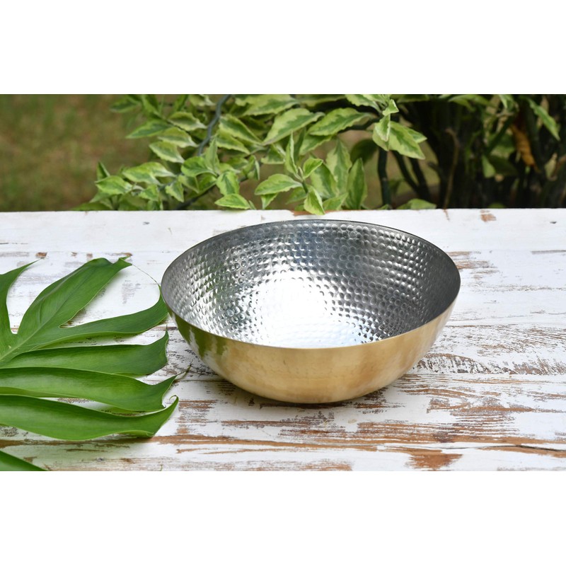 De Kulture Hand Hammered Antique Brass Nut Serving Bowl |Ideal