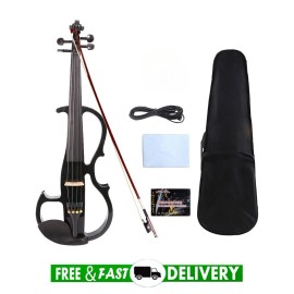 Yinfente 16 inch Electric Viola Full Size Solid Wood Ebony Viola Peg Fingerboard Silent