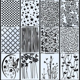 12 Pieces Embossing Folders DIY Craft Template Stencil Butterfly Star Embossing Templates Paper Card Decorating Mold Scrapbook Album Making Tool for Card Scrapbook DIY Craft, 11.7 x 3.9 Inch