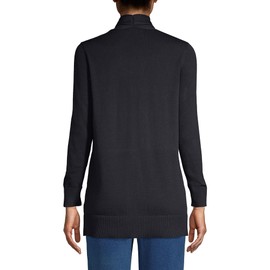 Lands' End Womens Cotton Long Sleeve Open Cardigan Sweater Black Tall Medium