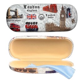 LILAJ London Souvenir PU Leather Spectacle Glasses Case Box: Protective Eyewear Holder for Men and Women - Portable Travel Hard Shell Pouch with Soft Cleaning Cloth Collectible Gift (Guard)