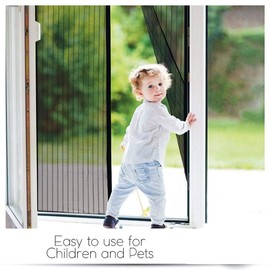 Upgraded Reinforced Magnetic Screen Door - Self Sealing, Hands-Free,Pet Friendly Sliding Door Screen Door Mesh Door (38"x82", Giraffe)